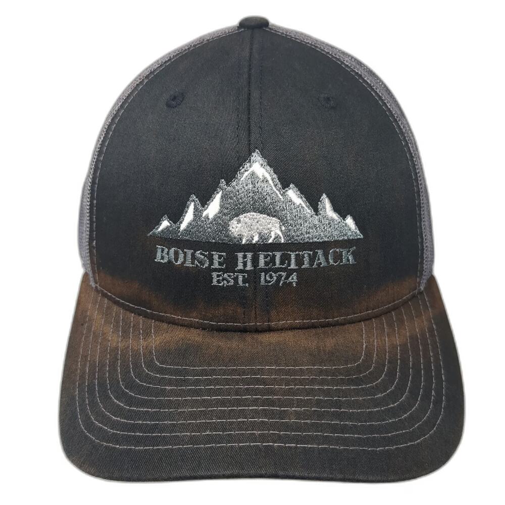 Richardson Trucker Hat Black One Size Snapback Boise Helitack Mountain Bison